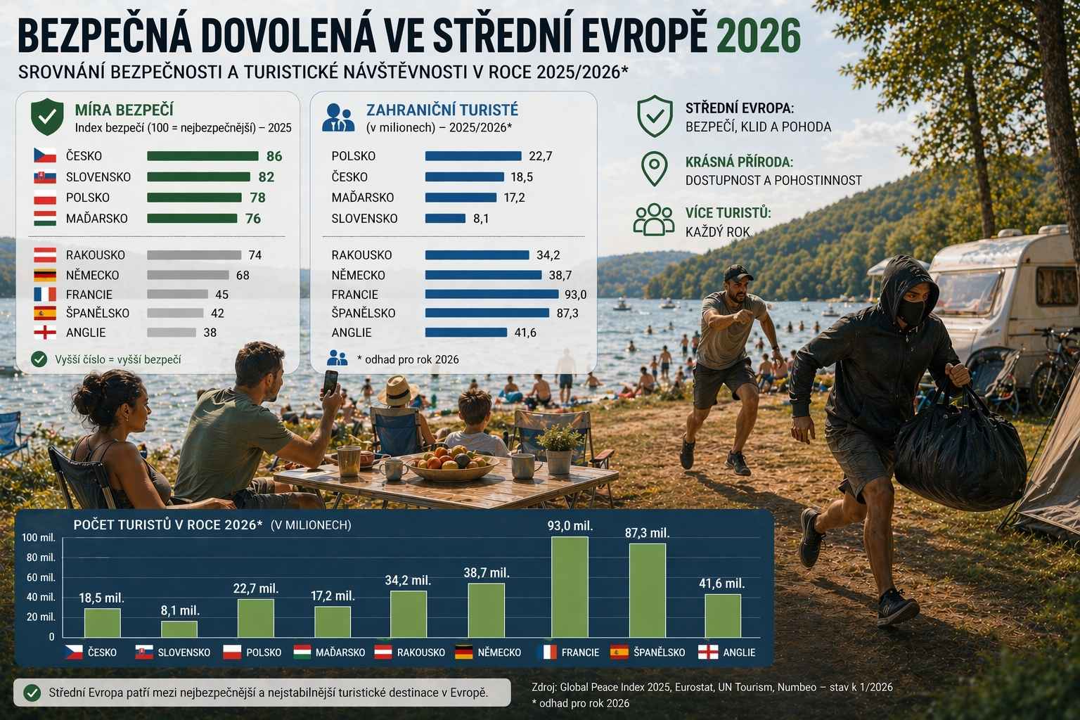 Kriminalita v Evropě a bezpečná dovolená  a kempy