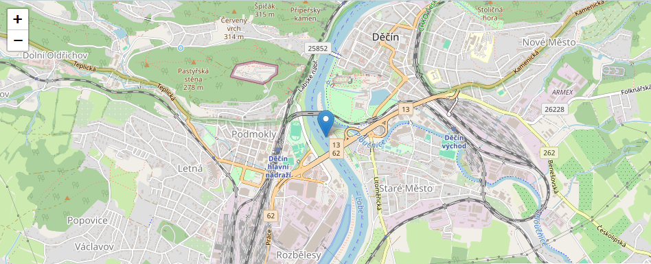 Kemp Děčín - mapa, trasa ,, GPS