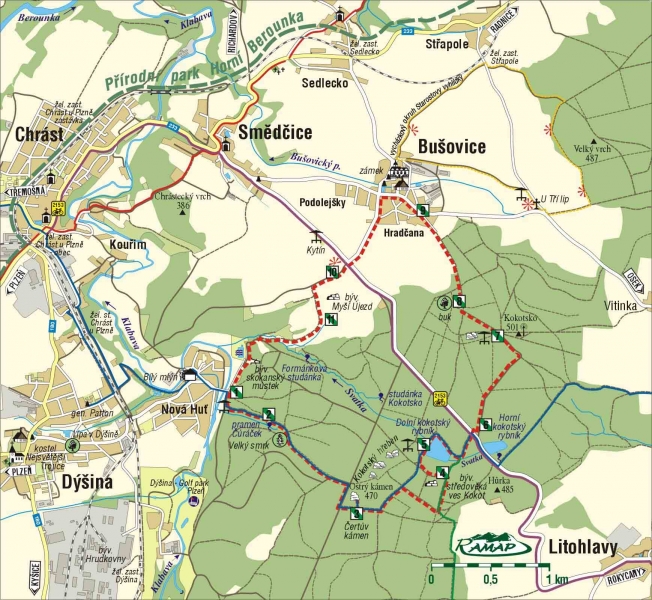 Cyklo mapa - Kokotské rybníky