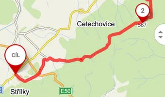 Mapa trasa - pěší výlet, Brdo